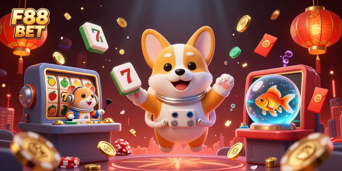 Join the excitement with F88 BET as our astronaut corgi explores a floating casino in space!
