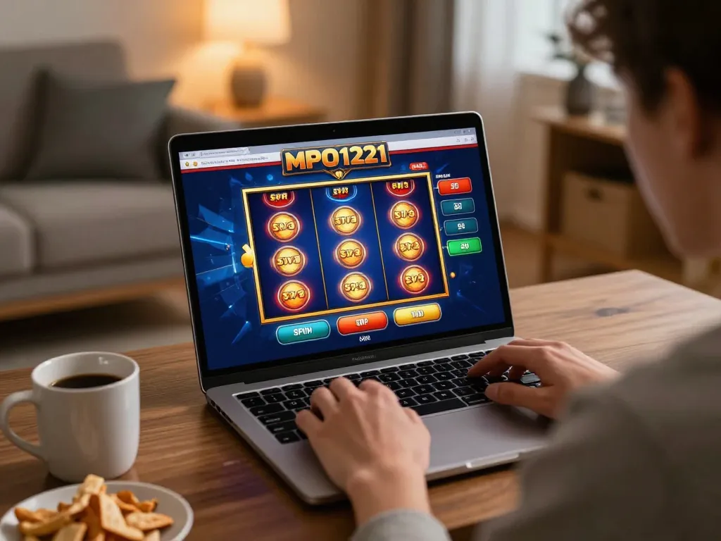 Pengguna kasino online MPO1221 terlibat dalam permainan dari rumah, menunjukkan fokus strategis dan kenyamanan