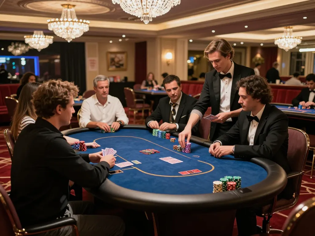 Players strategizing at a VIP poker table, enjoying a high-stakes game at vipwin casino.