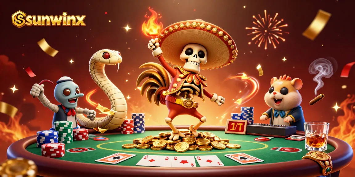 Join the celebration at sunwinx with a skeleton mariachi dancing on coins surrounded by poker elements.