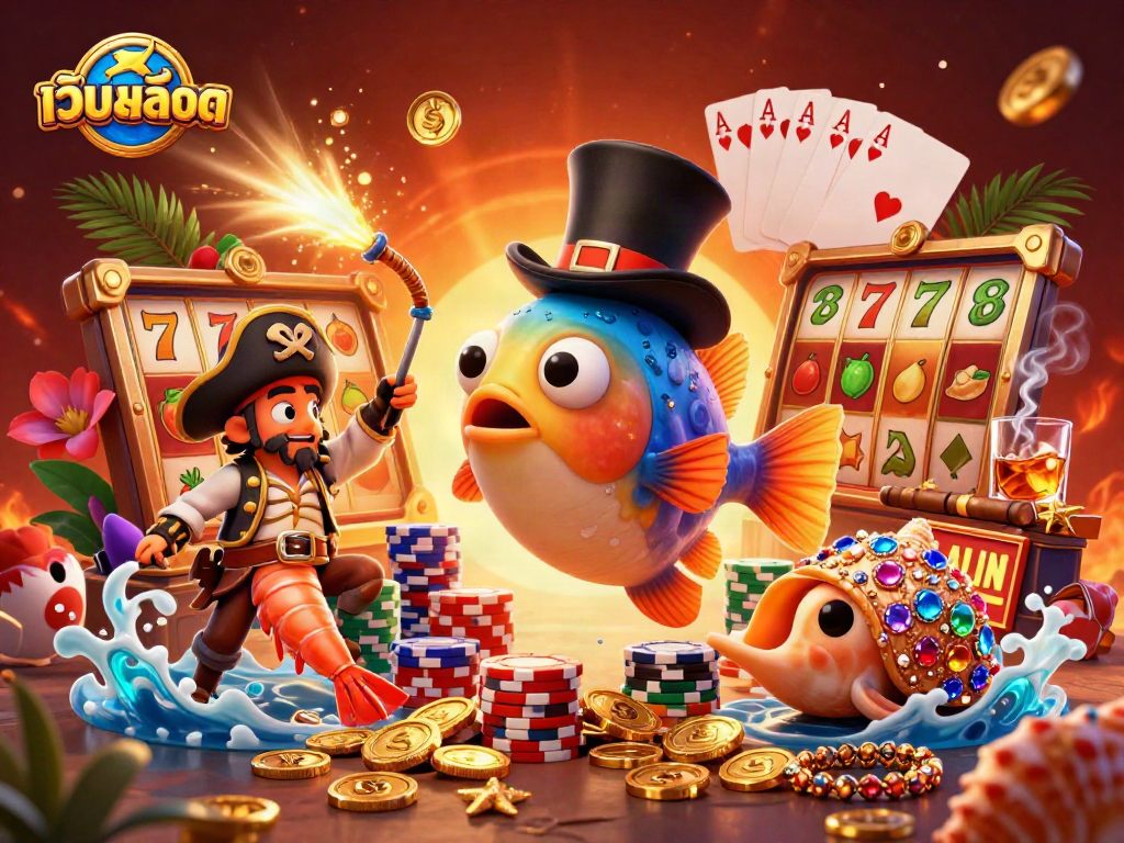 Engage with เว็บสล็อต as the anglerfish, shrimp, and snail bring vibrant casino charm to life with glowing treasures.