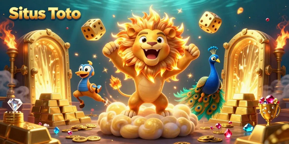 Situs Toto gaming action illustrated with dazzling characters and dynamic casino elements.