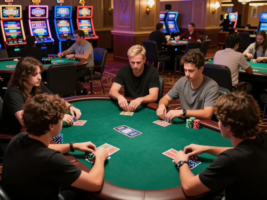 Players strategizing during an intense poker game at XX88 casino, showcasing skill and excitement.