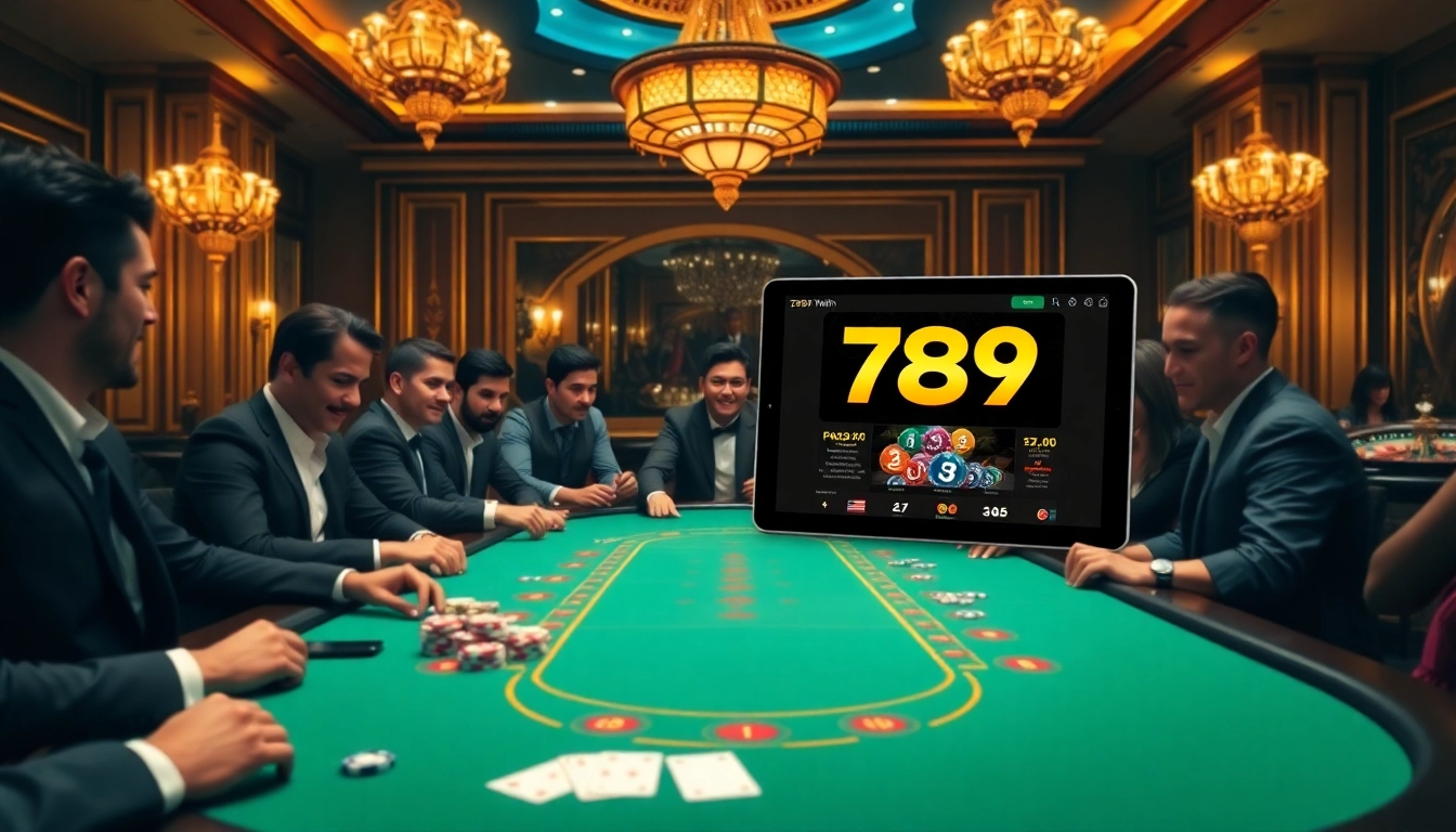 Engaged players at a poker table celebrating their wins at 789win casino.
