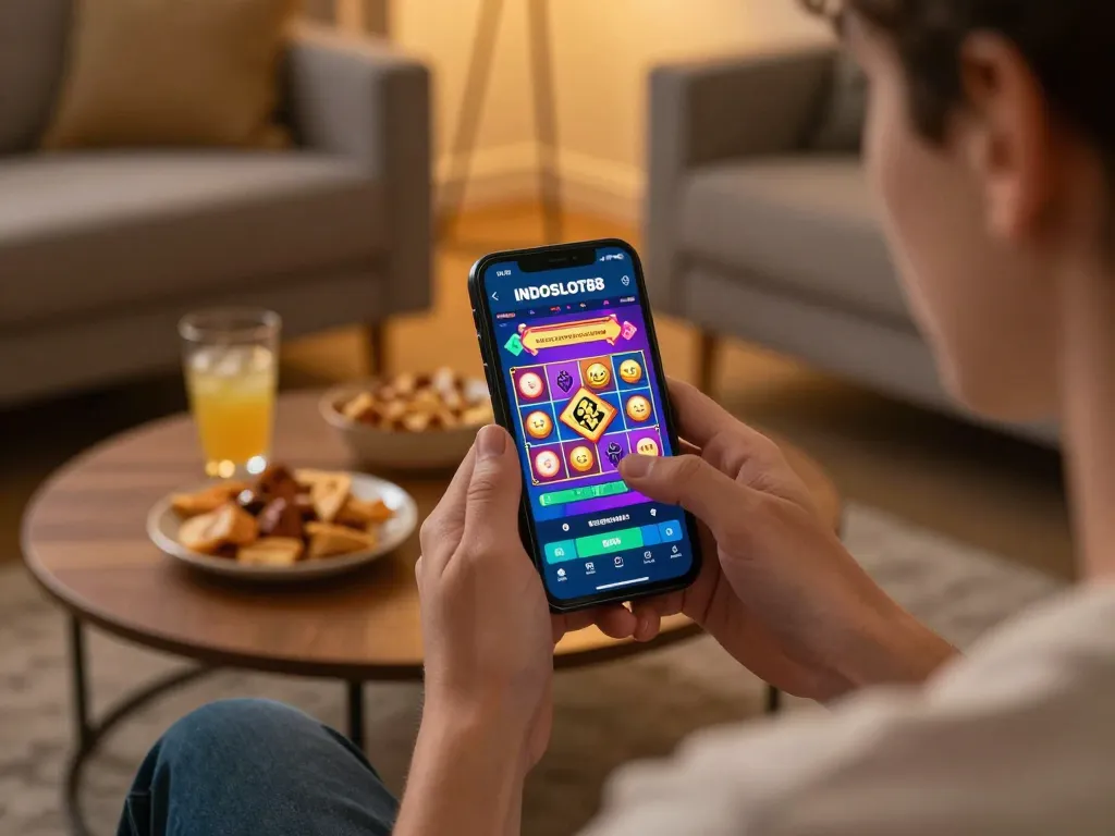 Experience the excitement of layanan INDOSLOT88 terbaru while playing slot games on a smartphone.