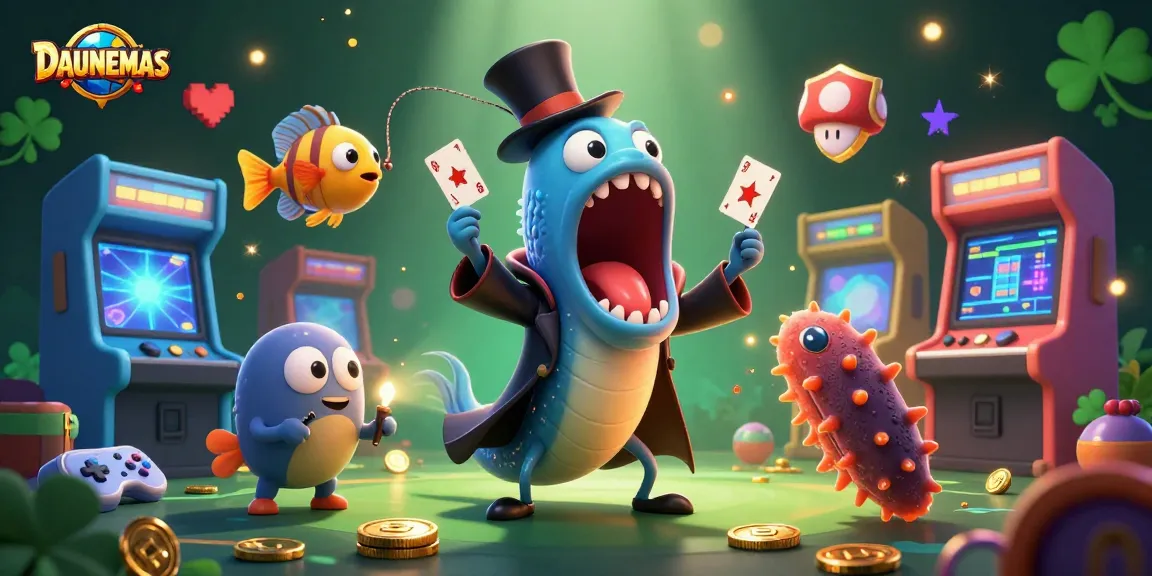Experience DAUNEMAS with thrilling card tricks and magical sea creatures in vibrant casino art.