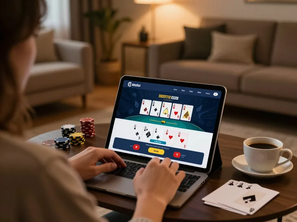 Engaging gameplay on a tablet at home, sc88 promoting responsible online casino entertainment