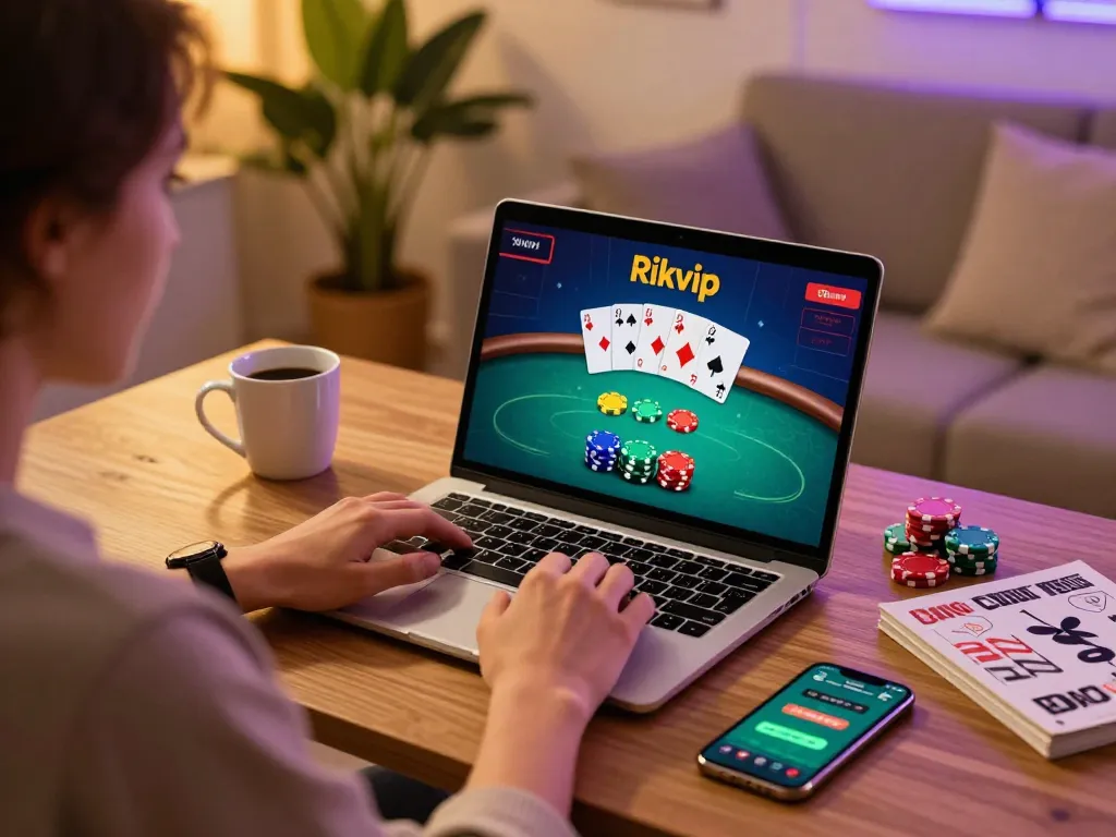 Player engaging in an immersive online poker game on Rikvip platform, showcasing strategic gameplay with vibrant chips and cards.