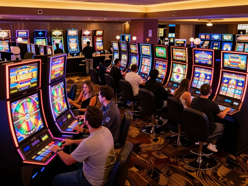Engaging players enjoying situs slot machines with dynamic reels in vibrant casino atmosphere.
