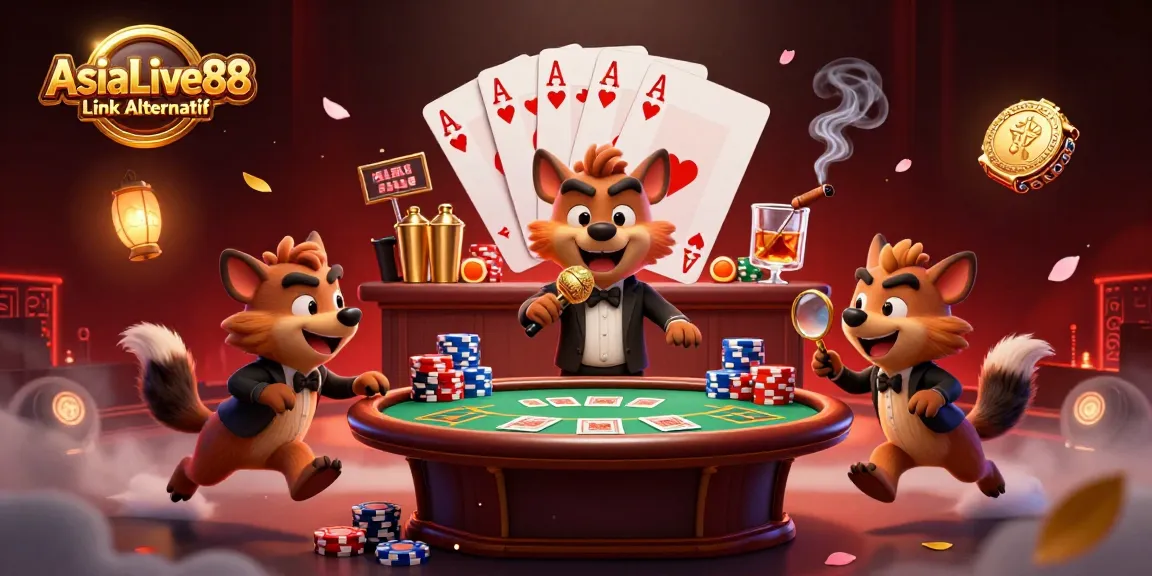 Enjoy comedic casino fun at AsiaLive88 Link Alternatif with lively hyenas and vibrant gaming elements.