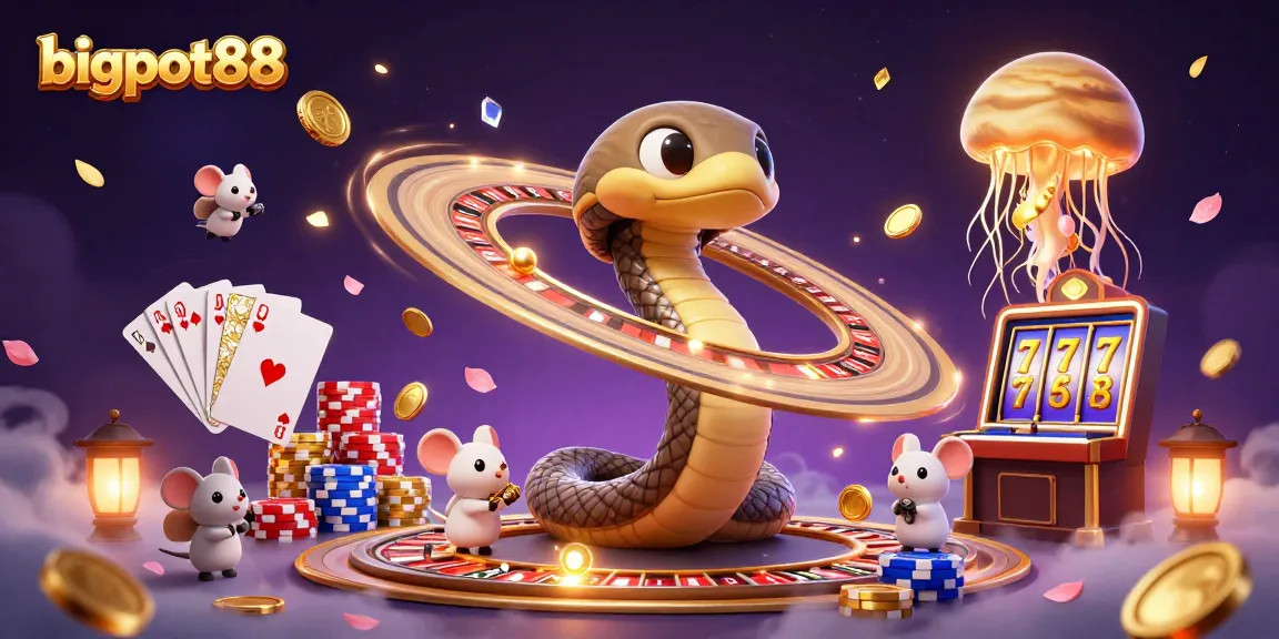 Experience thrilling bets in bigpot88's cosmic roulette scene with vibrant slots and lively dealer.