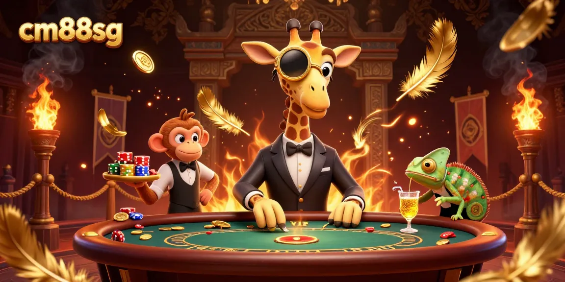 Enhance your gambling experience at cm88sg with a vibrant, 3D illustration featuring a giraffe in action.