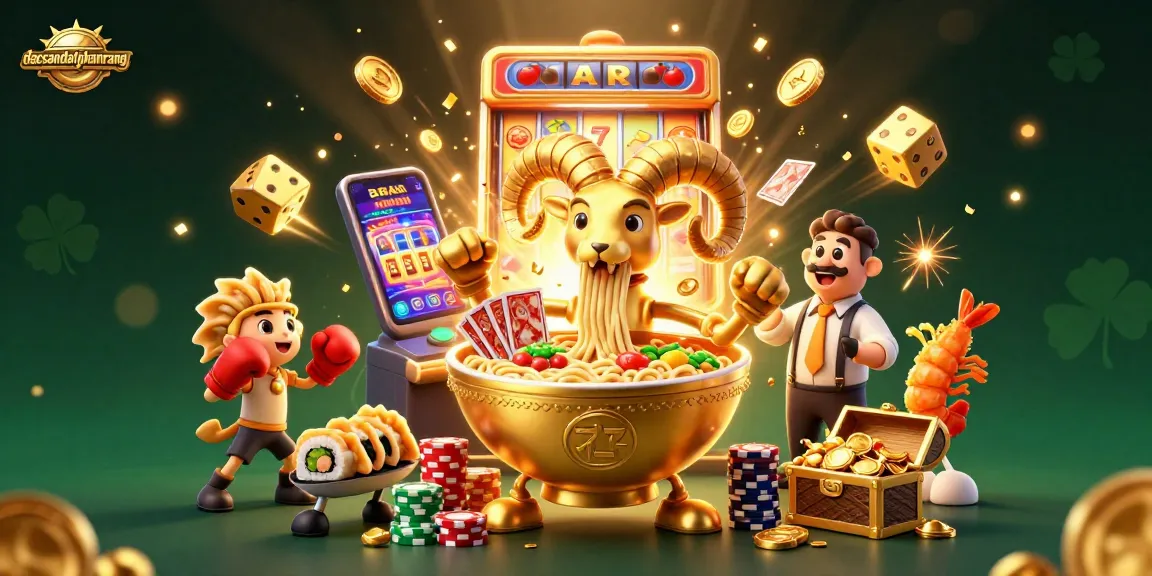 Experience thrilling casino fun with dacsandatphanrang's vibrant 3D illustration featuring lively characters and dynamic gaming elements.