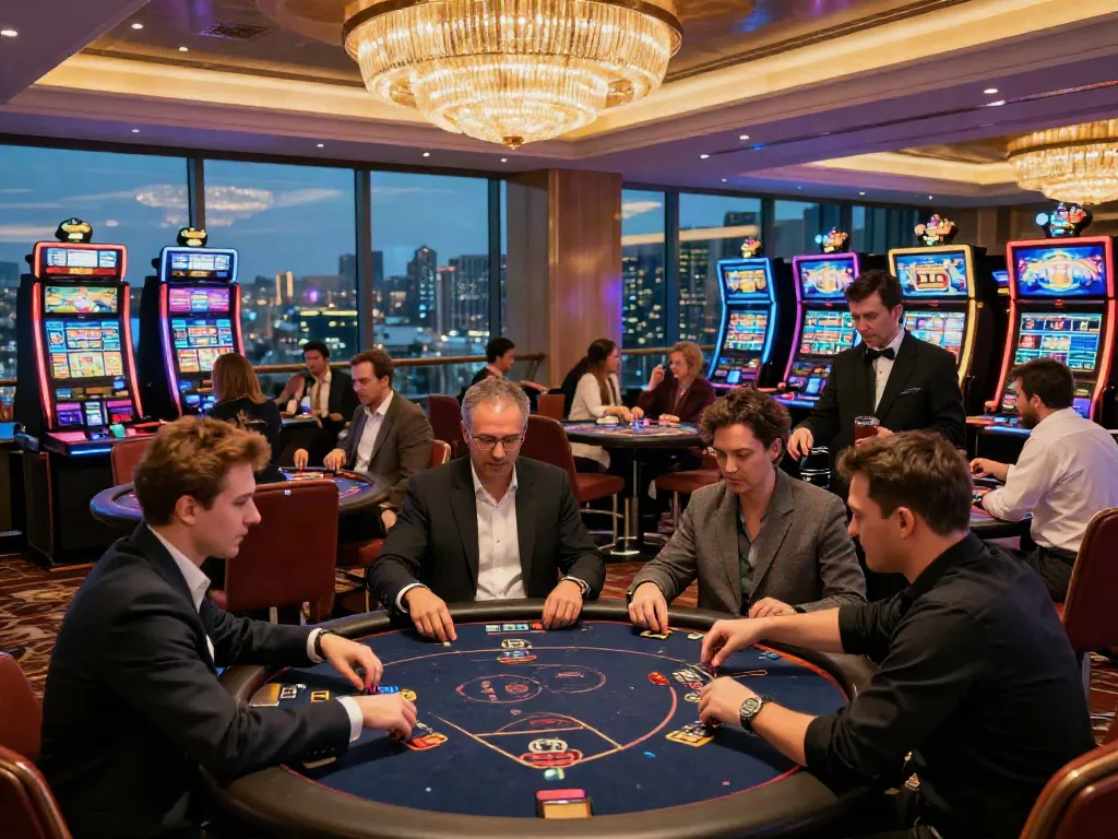 Experience the excitement of gambling at https://xx88.day/ with players enjoying table games in a vibrant casino.