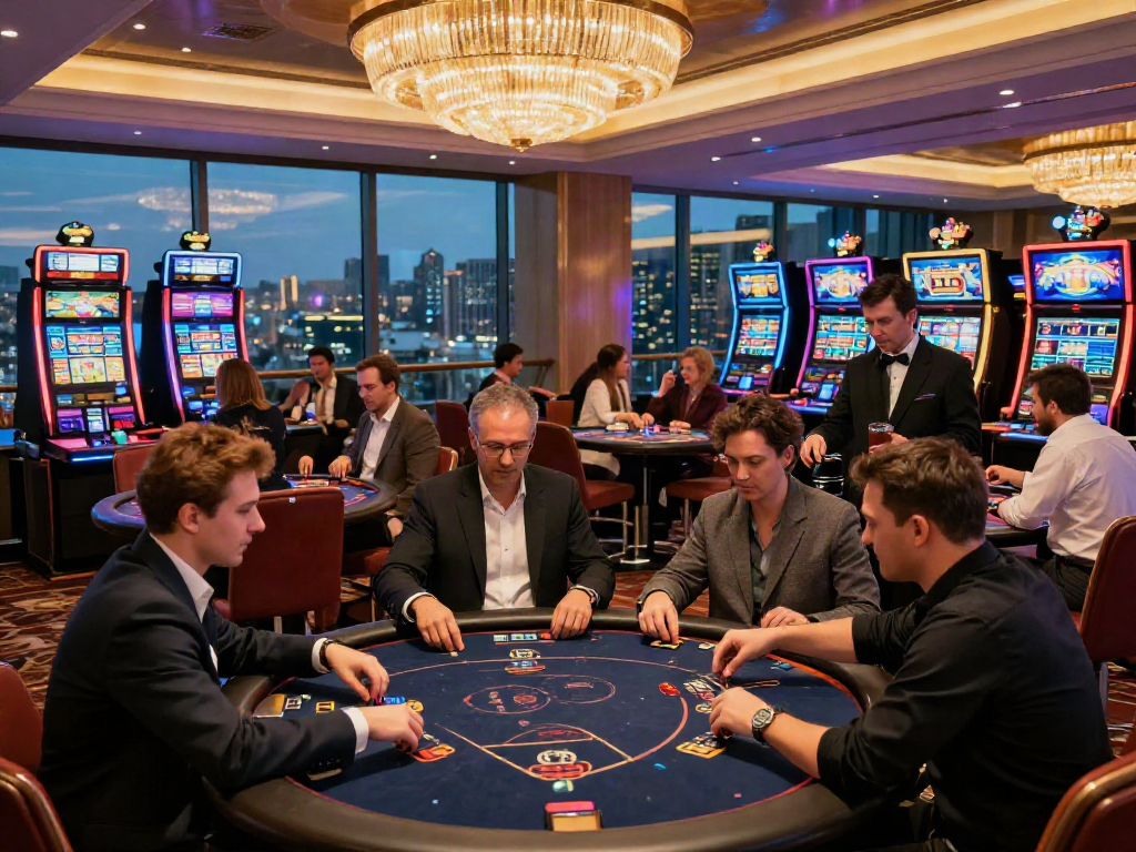 Experience the excitement of gambling at https://xx88.day/ with players enjoying table games in a vibrant casino.