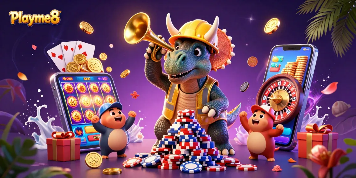 สัญลักษณ์ Playme8 จัดแสดงการเดิมพันคาสิโนสดที่น่าตื่นเต้นด้วยโป๊กเกอร์และเกมมากมายในบรรยากาศเขตร้อน