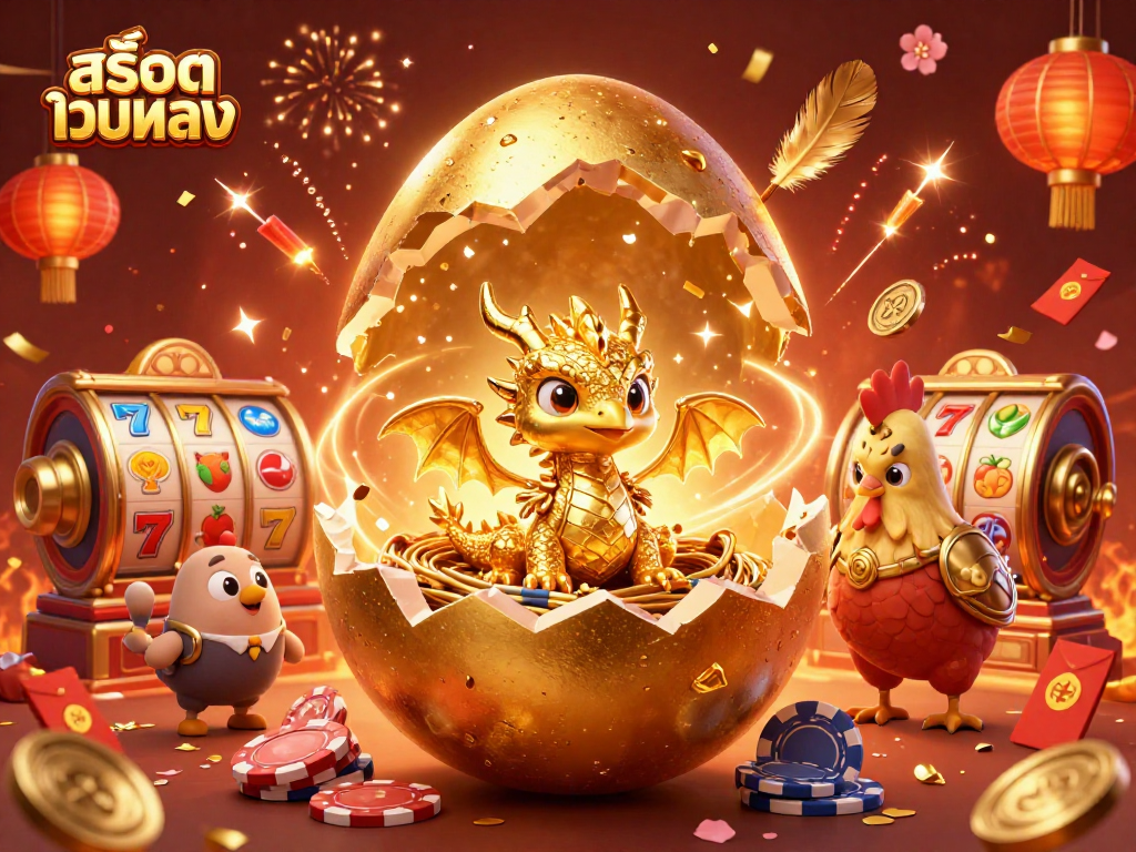 Engage with สล็อตเว็บตรง for an exciting adventure featuring golden creatures and vibrant casino elements.