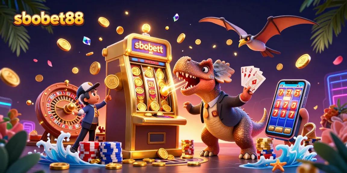 Experience the thrill of sbobet88 with vibrant jackpot action featuring dynamic characters and casino elements.