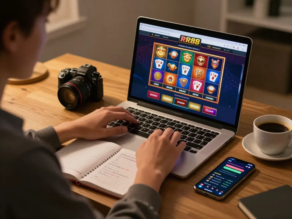 Engaging online gambling session with RR88, showcasing player interaction on colorful casino interface.