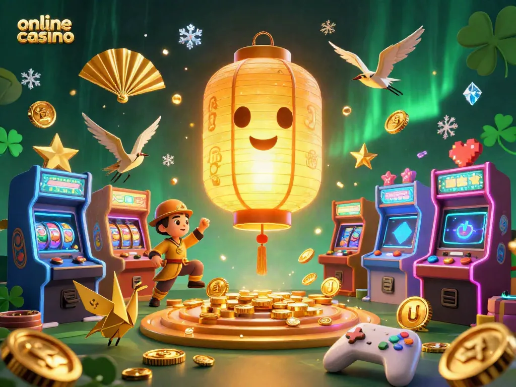 Experience vivid gameplay elements at an online casino with a dynamic 3D illustration.