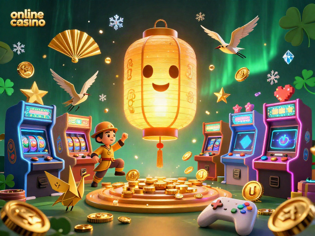 Experience vivid gameplay elements at an online casino with a dynamic 3D illustration.