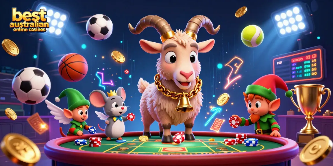 Experience the thrill of the best australian online casinos with Krampus and holiday characters in a vibrant setting