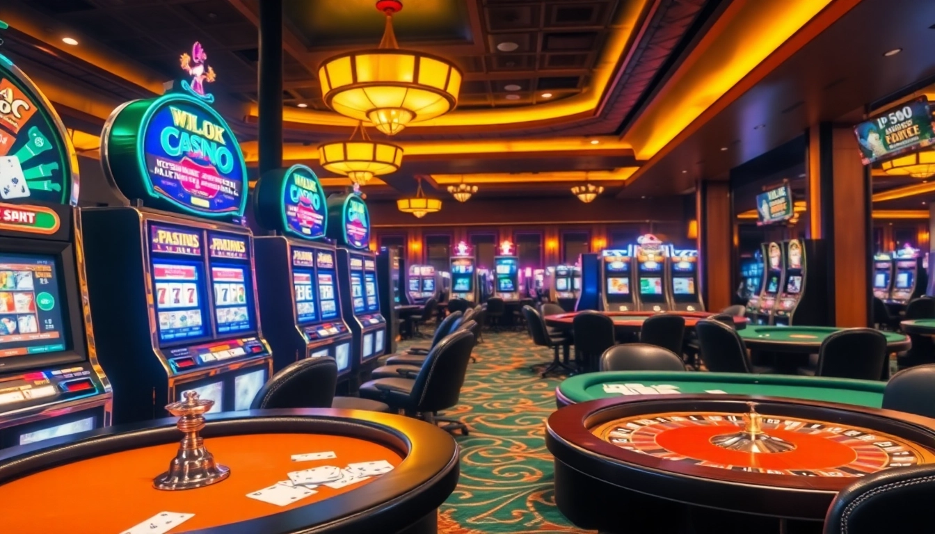 Landaktoto: Pemain menikmati pengalaman kasino dengan slot dan meja poker yang menawan.