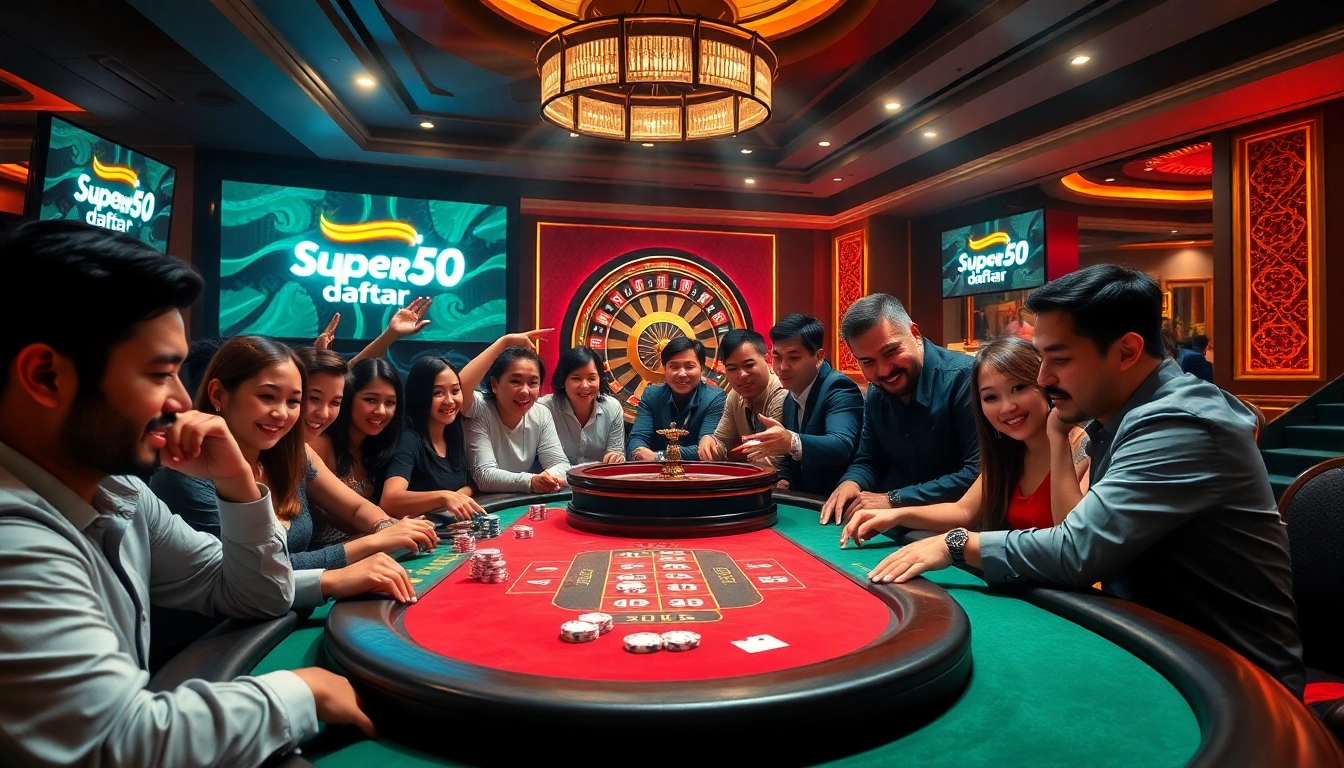 Exciting Super59 daftar poker game scene with players, chips, and casino ambiance.