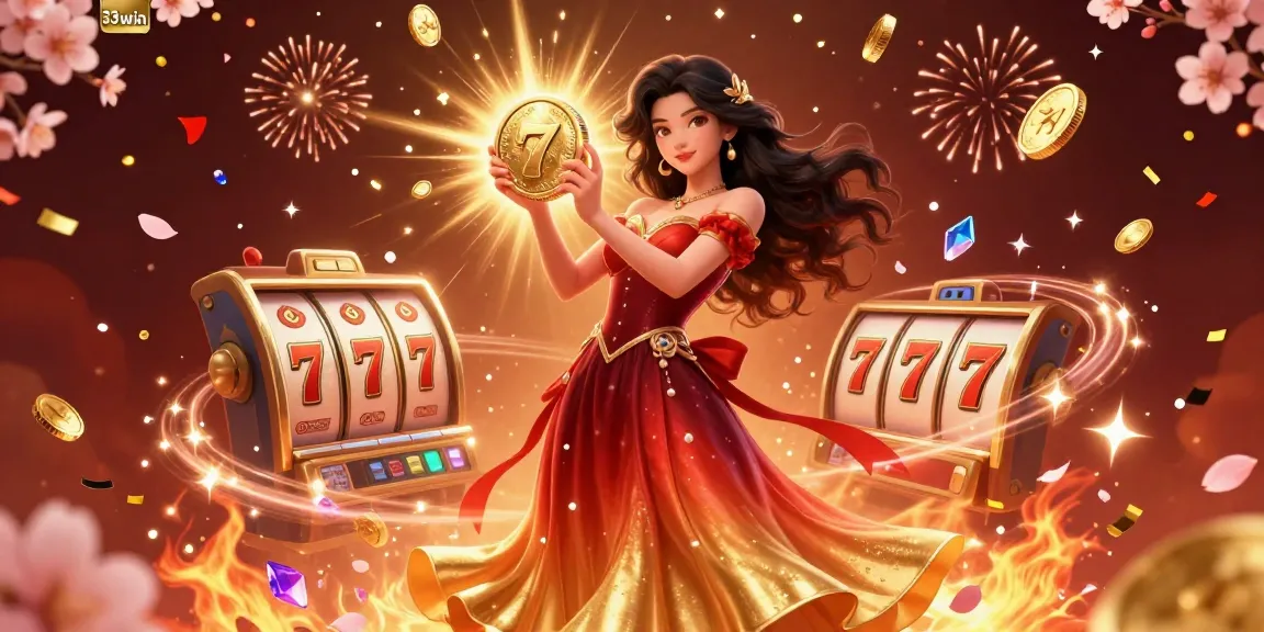 Experience thrilling wins at 33win, showcasing a dazzling casino scene with stunning visuals and dynamic elements.