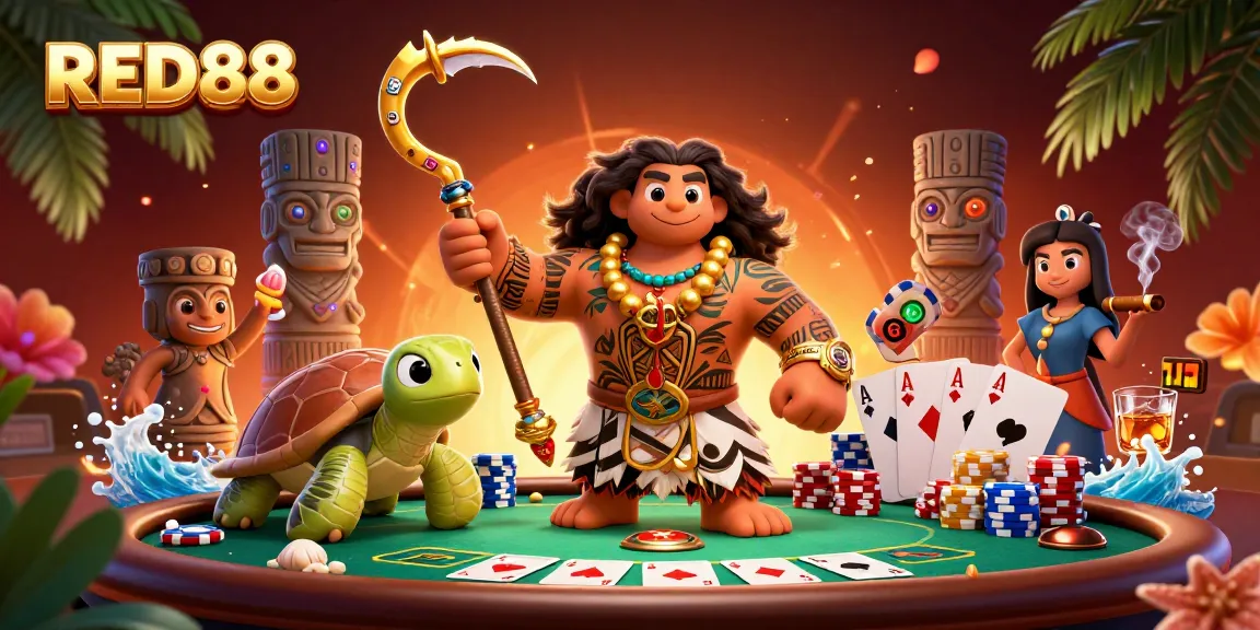 Engage in thrilling games at RED88 with vibrant poker scenes and captivating character art.