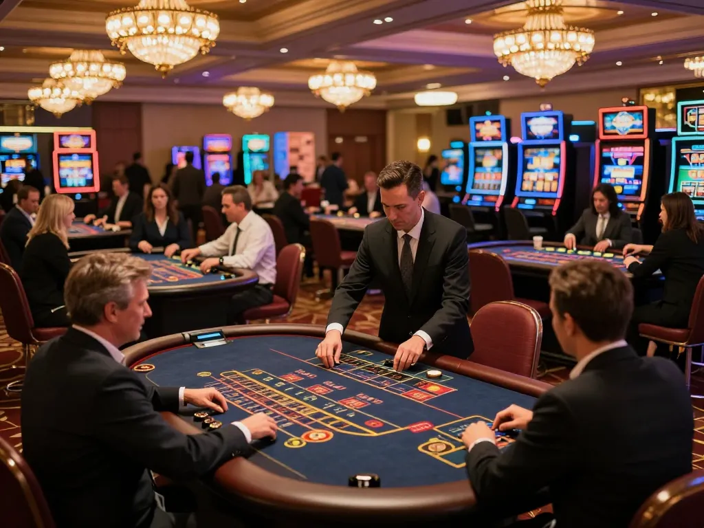 Players enjoying strategic games at elite Yinkafolawiyo Group’s vibrant casino floor