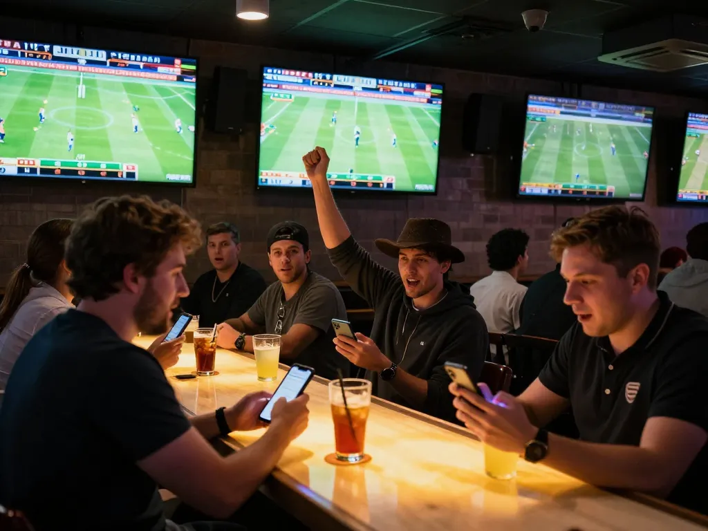 Experience the thrill of sports betting at Tylebongda in a vibrant sports bar.