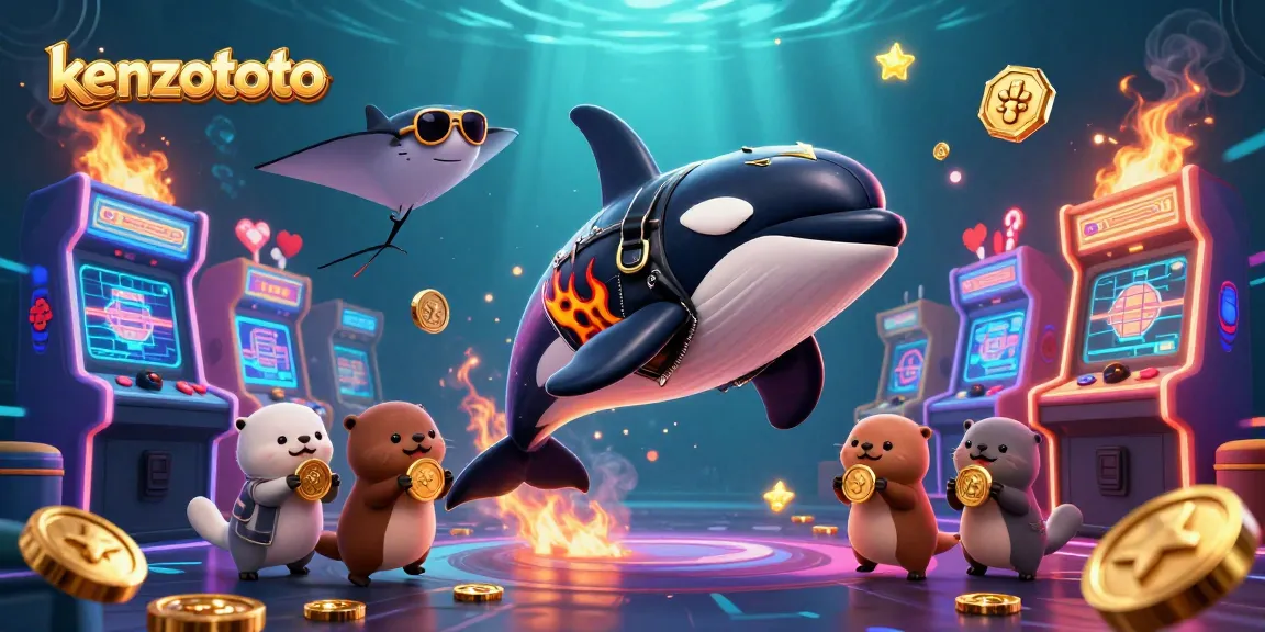 Join the fun with kenzototo's vibrant casino gaming features, surrounded by colorful characters and elements!