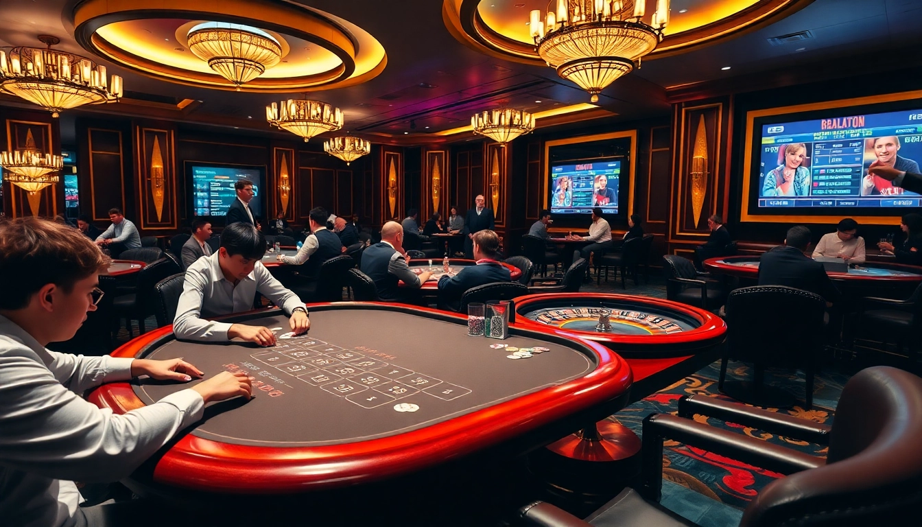 Engaging scene with players betting at a live poker table highlighting https://daga88.free/ excitement and glamour.