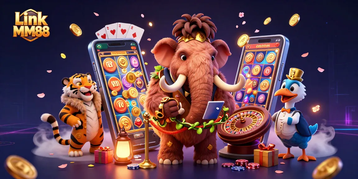 Experience the excitement with Link MM88 as a saber-tooth tiger and woolly mammoth host a dynamic casino scene.