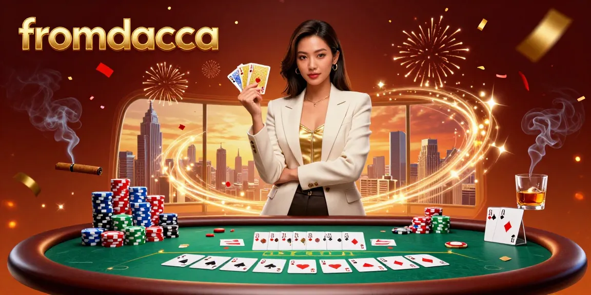 Experience the excitement of gambling with fromdacca's vibrant casino scene featuring a powerful businesswoman and poker elements.