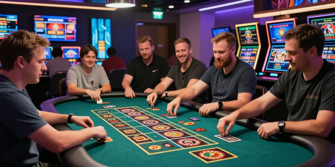 Engaging scene of players at a vibrant credit card casino, showcasing excitement and dynamic gaming atmosphere.