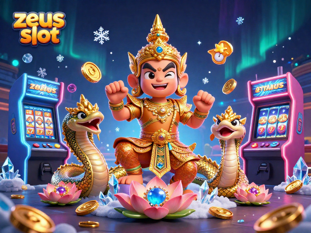 Experience the thrill of zeus slot with a dynamic 3D scene featuring guardians and exciting gaming elements.