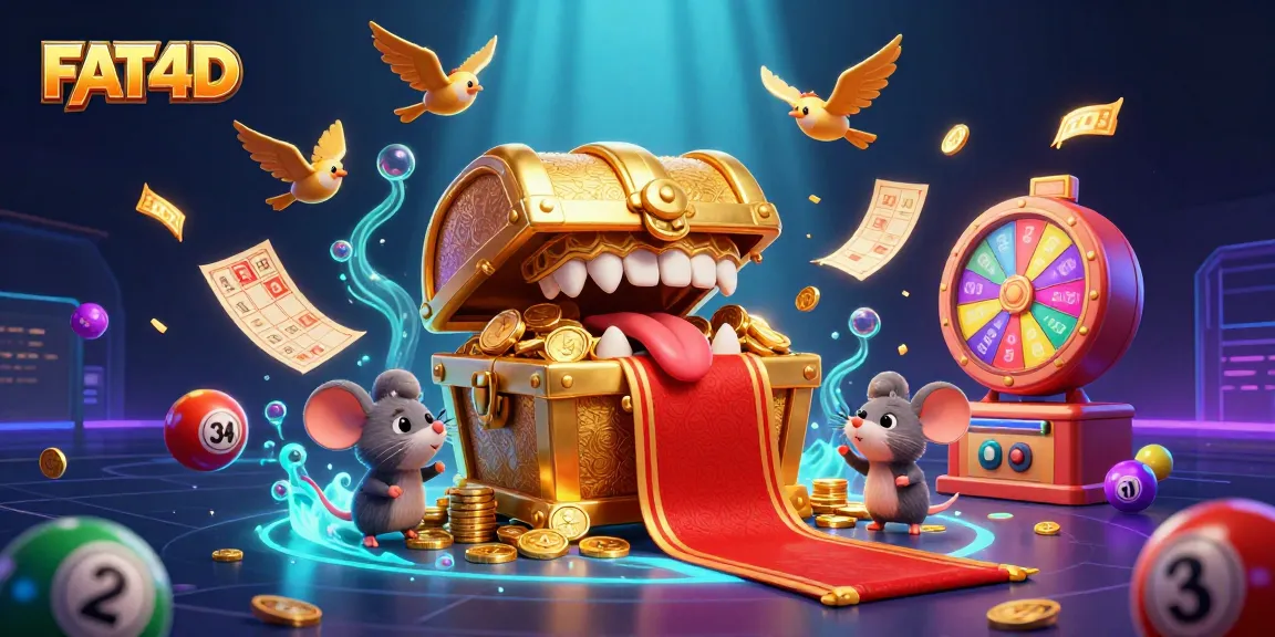 FAT4D showcases dynamic treasure chest illustration enticing players with vibrant casino elements.