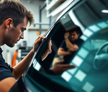 Install window tint Chattanooga with skilled technicians applying film in a modern workshop.