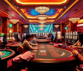 Experience exciting gameplay at NHÀ CÁI B8 with vibrant casino tables and engaging players.