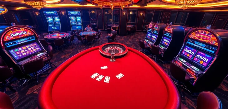 Rasakan sensasi datukwin di meja kasino yang elegan dengan chip poker dan kartu.