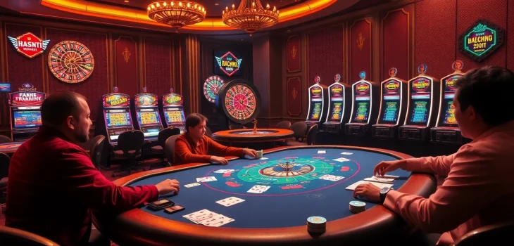 Experience the thrill of NHÀ CÁI HAYWIN at a luxurious casino table with vibrant poker action.