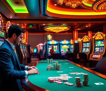 Experience winning excitement with situs gacor in a vibrant casino setting showcasing slot machines.