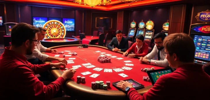Experience the excitement of pg88 at a luxurious casino table with poker chips and cards.