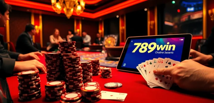 Engaged players enjoying the excitement of 789win casino games at an elegant poker table.