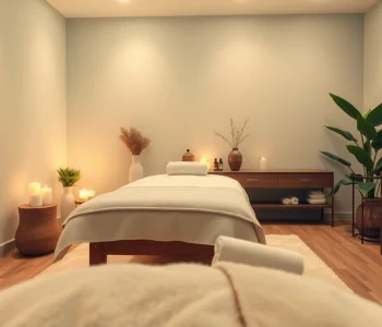 Calming massage room for 동탄출장마사지 with soothing ambiance and wellness elements.