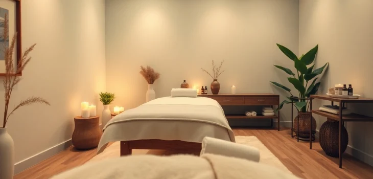 Calming massage room for 동탄출장마사지 with soothing ambiance and wellness elements.