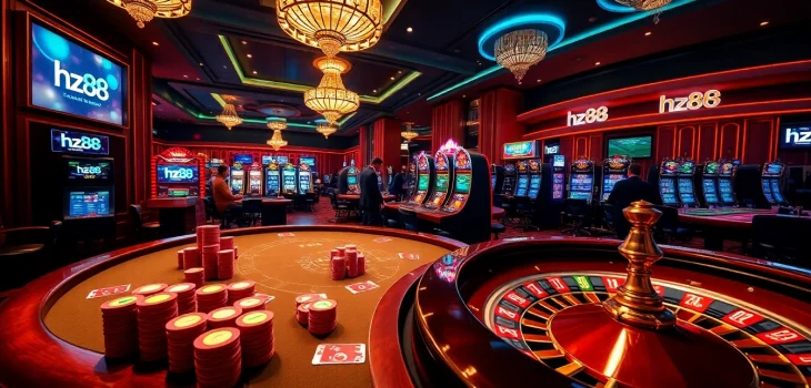 hz88 casino table showcasing strategic poker chip betting and live roulette action