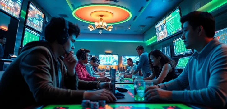 Engaging online gaming experience at Vicwin, showcasing diverse players enjoying sports betting and live casino.
